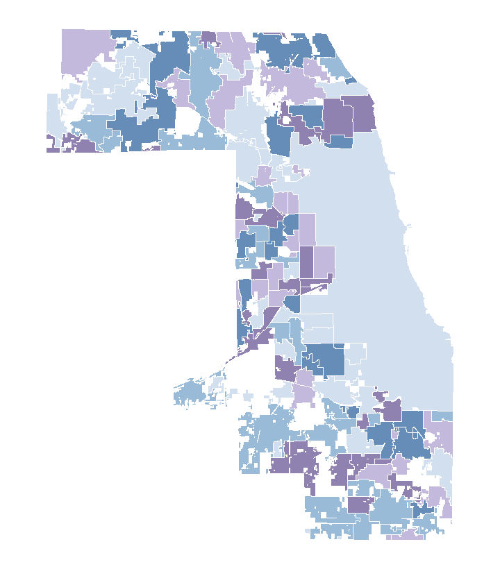 Map of municipal boundaries in Cook County
